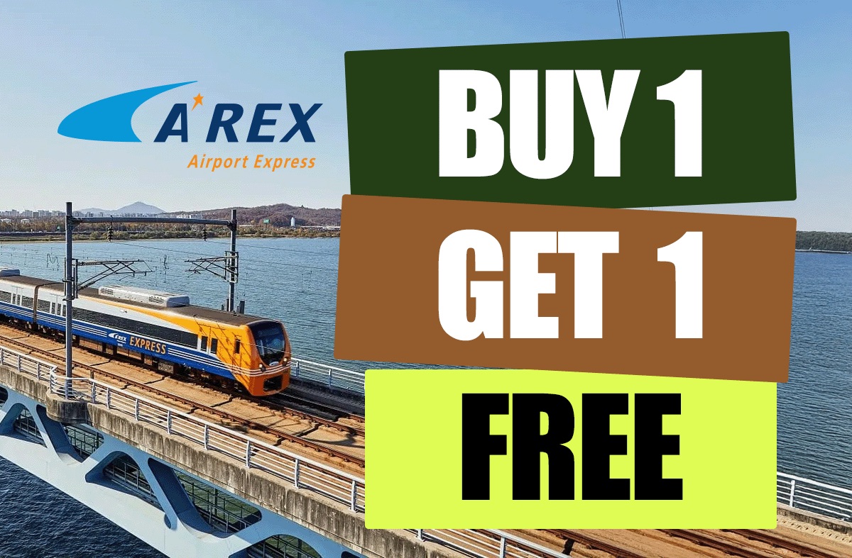 Enjoy a Buy 1 Free 1 AREX one-way ticket deal with Pelago, valid for travel in both directions between Incheon Airport and Seoul Station.